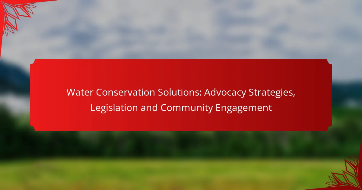 Water Conservation Solutions: Advocacy Strategies, Legislation and Community Engagement