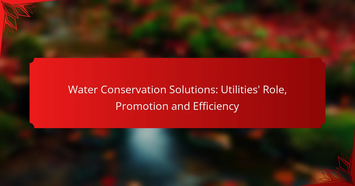 Water Conservation Solutions: Utilities’ Role, Promotion and Efficiency