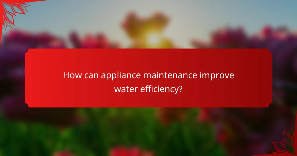 How can appliance maintenance improve water efficiency?