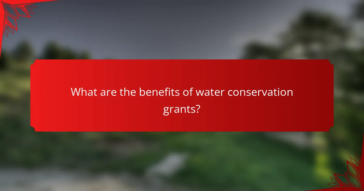 What are the benefits of water conservation grants?