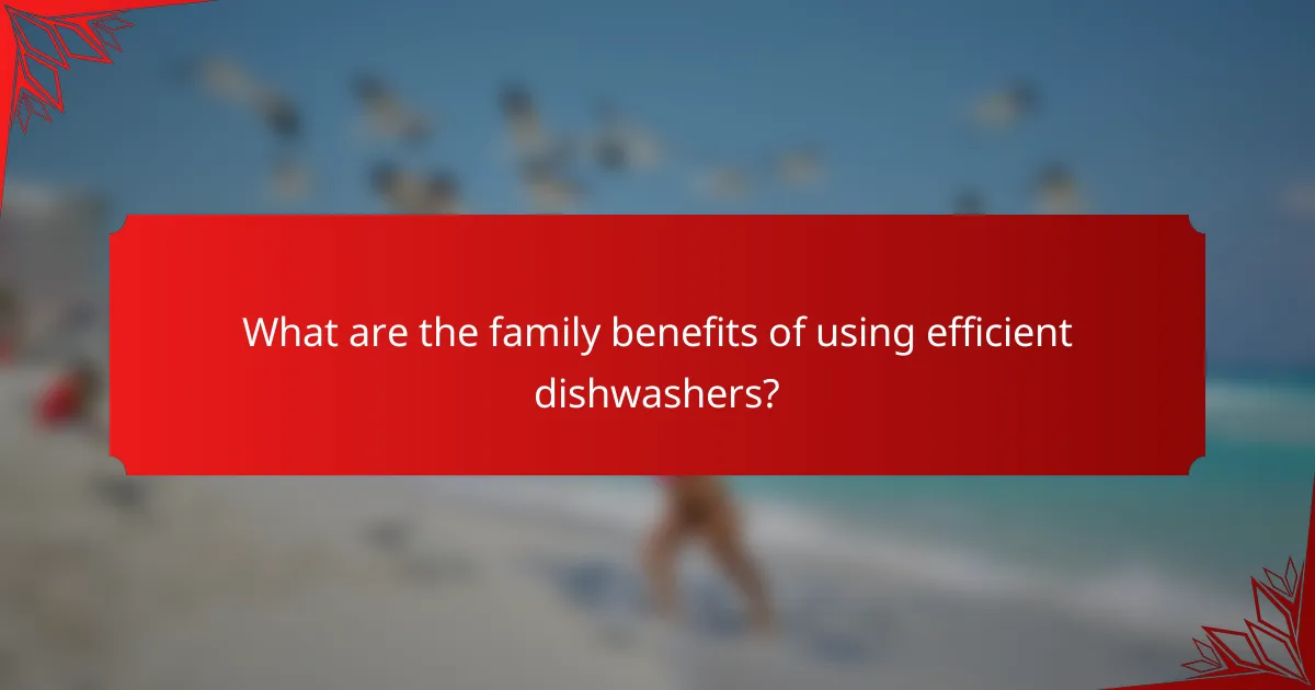 What are the family benefits of using efficient dishwashers?