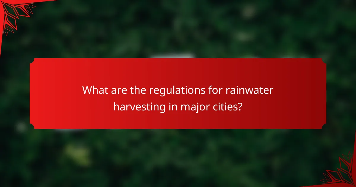 What are the regulations for rainwater harvesting in major cities?