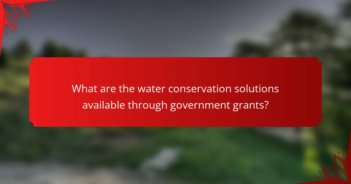 What are the water conservation solutions available through government grants?
